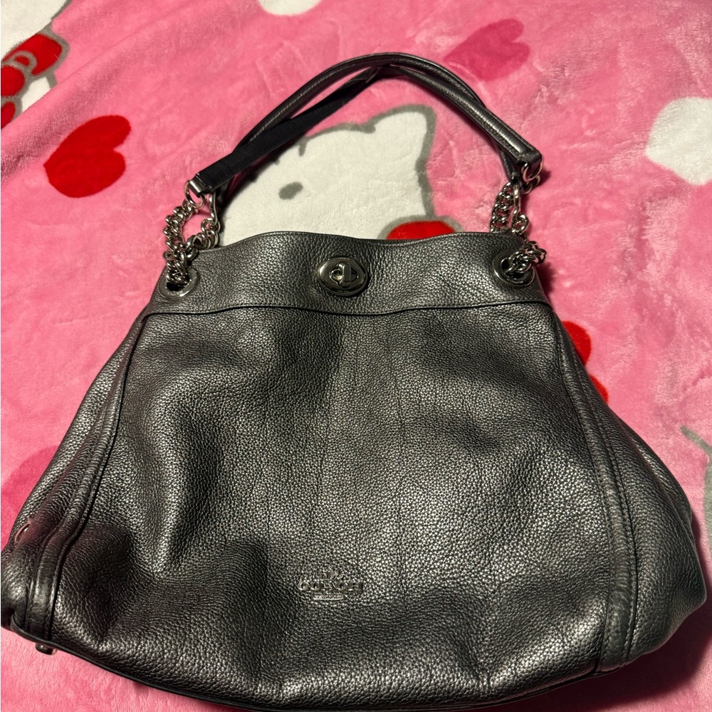 Pebbled Grey Coach Women's Bag